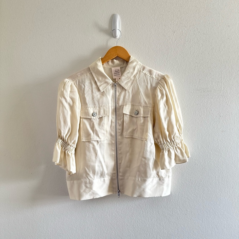 Cinq a Sept Holly Puff Sleeve Utility Jacket size Small - Picture 3 of 12